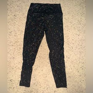 Flex It Pink sparkle speckled 7/8 leggings with pockets. Small. Black. NWOT.
